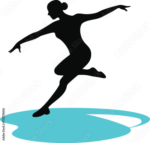 Silhouette of a dancer in motion isolated on white background isolated on transparent background