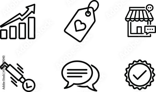 Personal branding and influencer marketing vector icons set