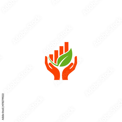 Hands growth business care icon flat vector design.