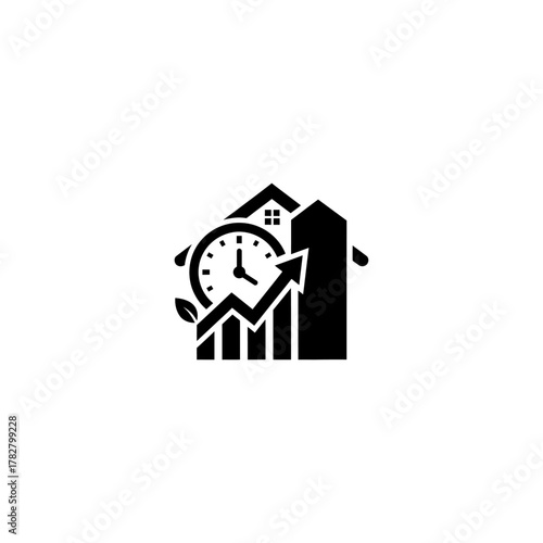 Office hour time management icon flat vector design.