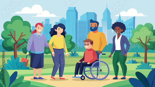 Diverse urban collaboration in soft gradient vector portrait scene