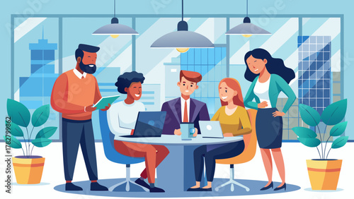 Flowing collaboration: organic shapes shaping a modern business scene