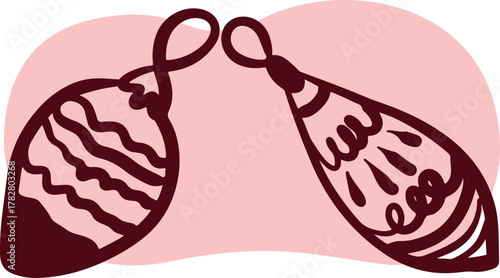 Christmas Ornament Line Art Sketch, Minimal Hand Drawn Holiday Decoration, New Year Bauble Illustration