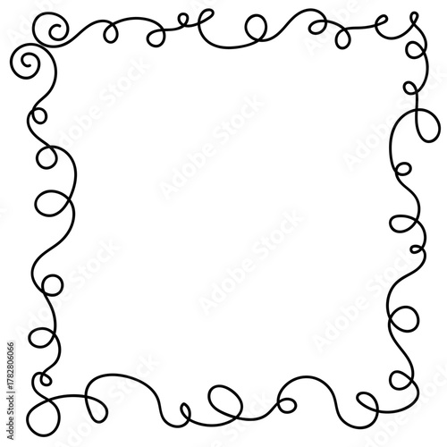 Hand drawn rectangular frame with one line in linear style