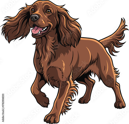 German Spaniel dog happy playful pose vector illustration