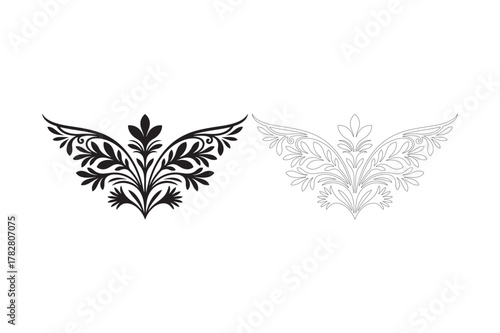 Elegant black and white floral ornate designs