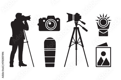 Collection of photography equipment and silhouettes
