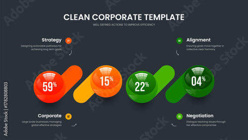 Educational Plan 4 Step Diagram Slideshow Design. Corporate Showcase Presentation Template Vector Illustration. Colorful Overview Four Element Infographic Slide Layout.