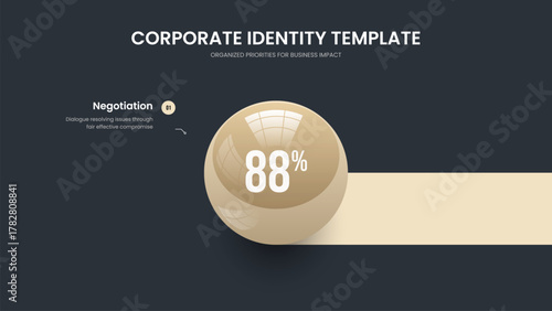 Investor Visualization One Element Infographic Slideshow Design. Financial Showcase Slide Template Vector Illustration. Project Insight 1 Step Diagram Presentation Layout.