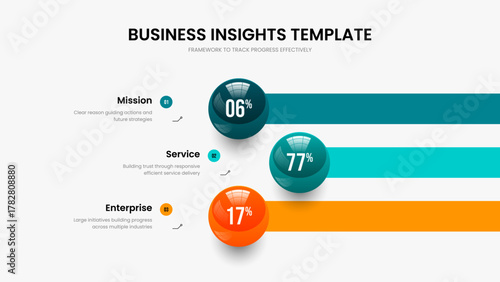 Company Plan Three Step Chart Slideshow Template. Clean Introduction Presentation Layout Vector Illustration. Visual Visualization 3 Element Infographic Slide Design.