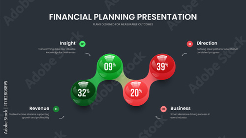 Medical Performance Frame Layout Vector Illustration. Business Innovation Four Element Infographic Presentation Design. Market Portfolio 4 Option Chart Slide Template.