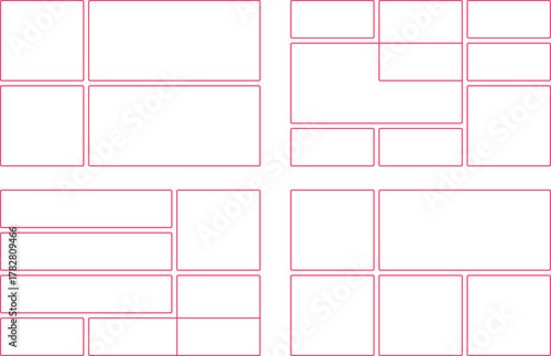 Four distinct layout grid options, each offering unique arrangements for content placement and visual design harmony