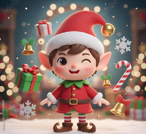 Lutin de Noël en 3D effet cartoon