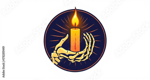 Black night holiday celebration with a glowing candle flame illuminating burning numbers 800 wax decoration