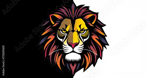 Wild lion head mascot vector illustration, a powerful symbol perfect for a tattoo or logo art