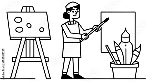 artist with easel
