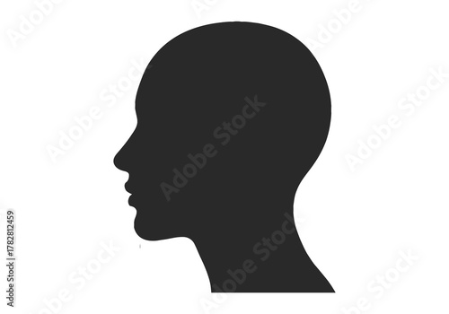 Simple black silhouette of a human head in profile view