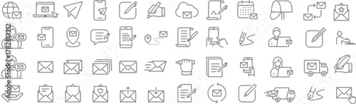receiving, technology., aspects, line, communication, delivery, category:, description:, symbol, person, mailboxes, envelope, chat, typing, various, messages, illustrating, clean, art, digital, truck,