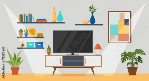 Cozy Living Room Interior Design with Modern Furniture and Decorative Elements