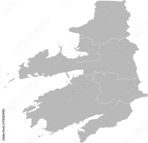Kerry, Ireland – administrative vector map with municipal district boundaries (Web Mercator projection, PPT-compatible & fully editable)
