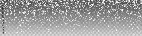 Transparent winter snowfall effect with falling snowflakes on gradient background