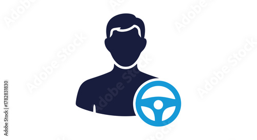 Driver profile icon with steering wheel a simple graphic silhouette