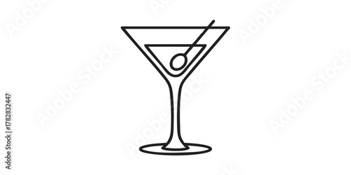 Minimal martini glass outline icon