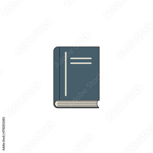 Vector illustration of a closed, dark blue hardcover book, symbolizing education, literature, knowledge, learning, and reference.