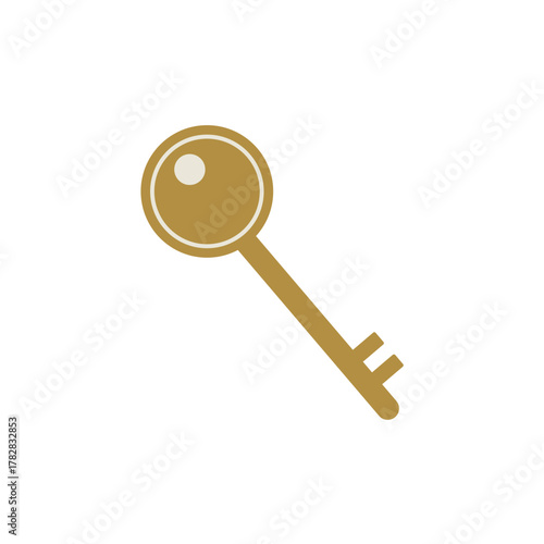 Vector illustration of a classic gold skeleton key, symbolizing security, access, solution, ownership, and finding the right answer or opportunity.
