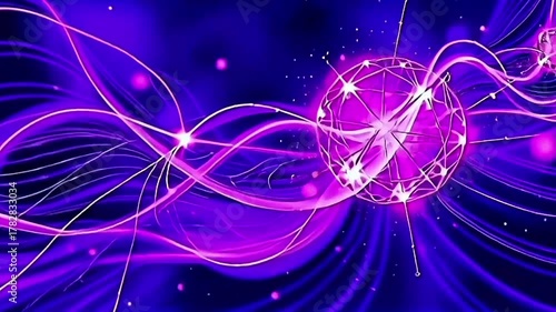 Abstract Purple Energy Orb Flowing Waves Animation