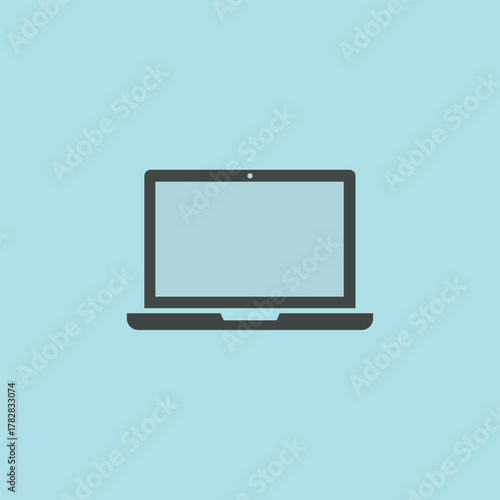 Vector illustration of a laptop computer with a blank screen, symbolizing technology, remote work, digital communication, and business.