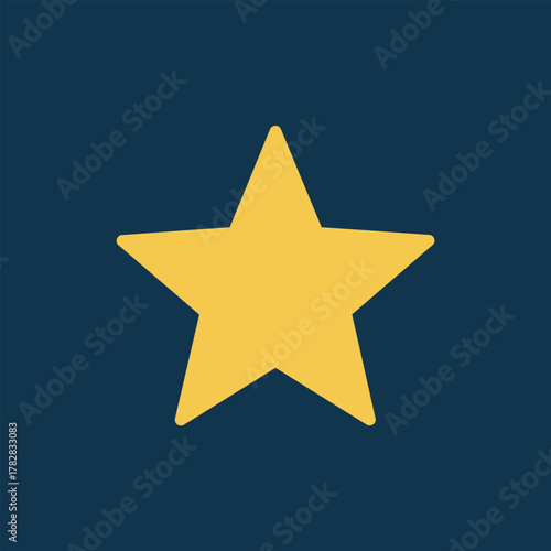 Vector illustration of a large, simple five-pointed yellow star, symbolizing rating, excellence, quality, success, and achievement.