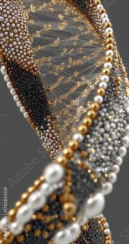 Ornate beads form twisted, textured, decorative helix