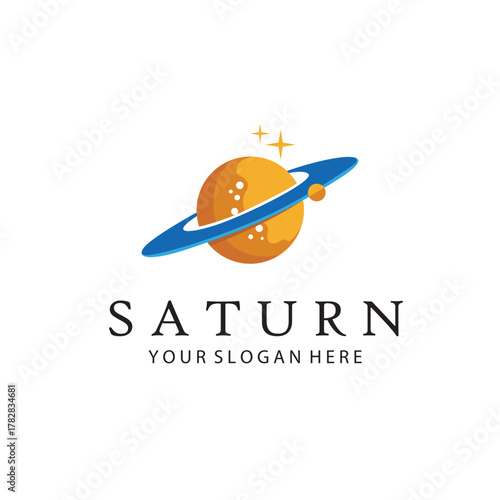 design of planet saturn with stars isolated on white background