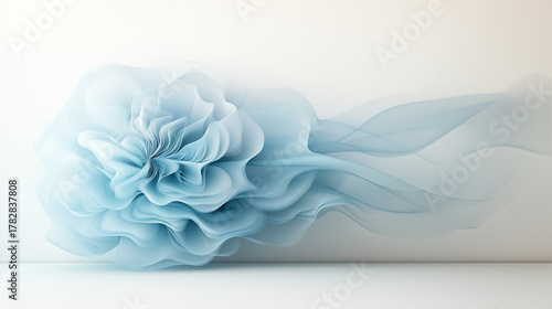 Blue Ethereal floating flower with parametric design aesthetic