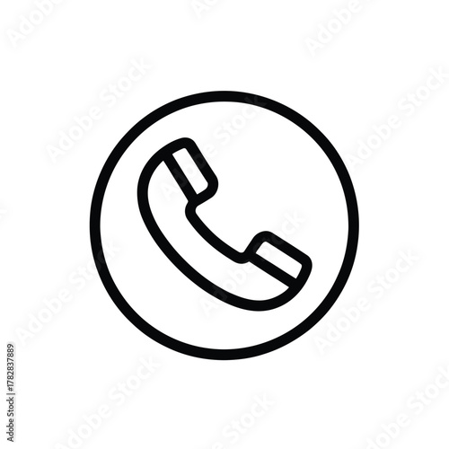 Phone Icon in Circle for Contact or Communication