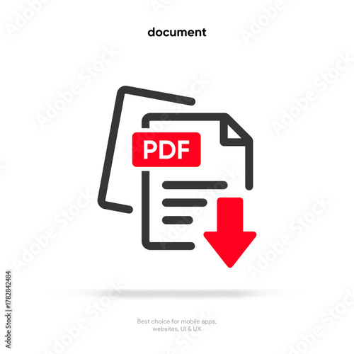 Download button icon. Upload icon. Down arrow bottom side symbol. Click here button. Save cloud icon push button for UI UX, website, mobile application. Download pdf file button