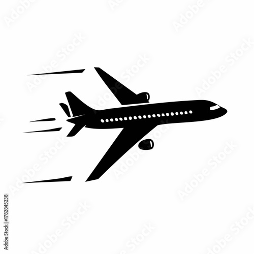 Wallpaper Mural Stylized Monochrome Vector Art of a Speeding Airplane for Travel and Transport Torontodigital.ca