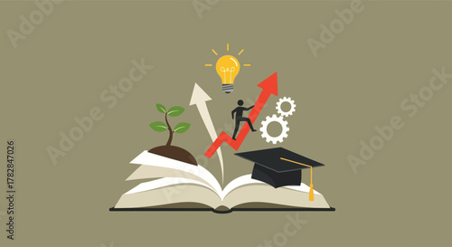 Concept of Education and Growth An Open Book Symbolizing Knowledge and Progress