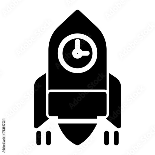 Fast Rocket Launch Time Icon from Time Management Collection (Solid Style)