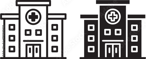 hospital sign healthcare building vector glyph with cross