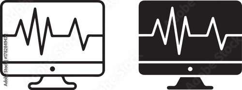 monitor heartbeat waveform icon for medical monitoring and diagnostics