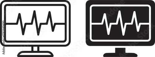 monitor waveform display icon representing ecg vitals and signal data