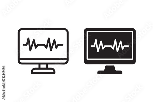 monitor cardiology signal icon for health telemetry and data analysis