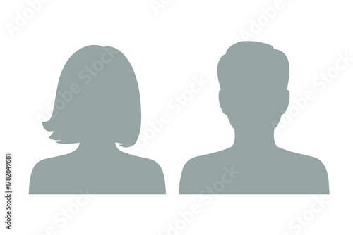 profile silhouette male and female duo faceless portrait placeholder icon