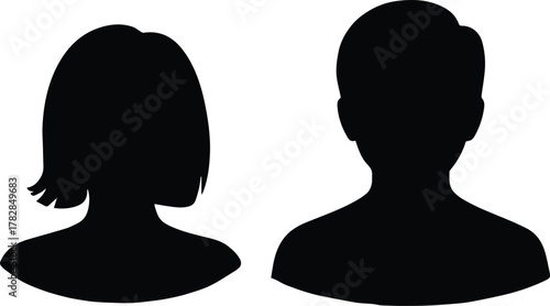 profile silhouette dual user avatar simple flat portrait placeholder graphic