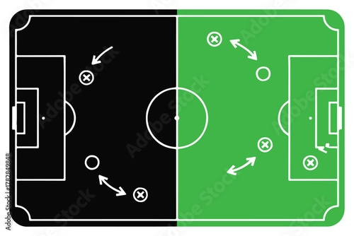 soccer tactics diagram half field formations arrows players strategy