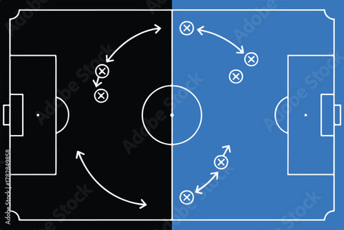 soccer coaching board vector diagram player positions movements arrows