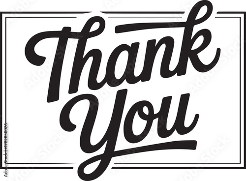 thank you typographic emblem appreciation note border design