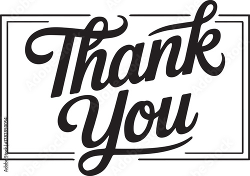 thank you calligraphy wordmark frame decorative line art